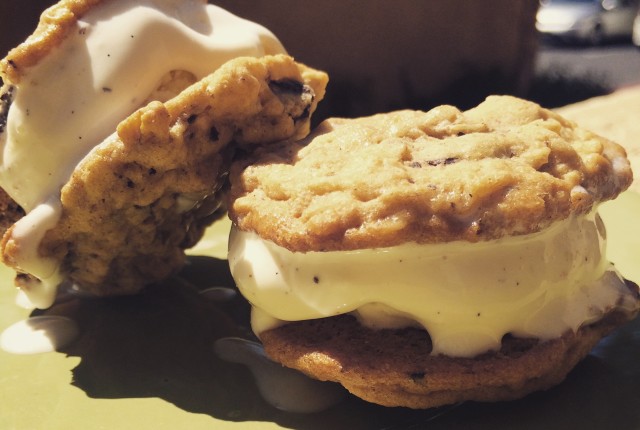 Oatmeal Chocolate Chip Cookie Ice Cream Sandwiches