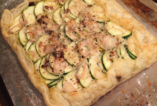 Zucchini Sun Dried Tomato and Asiago Tart