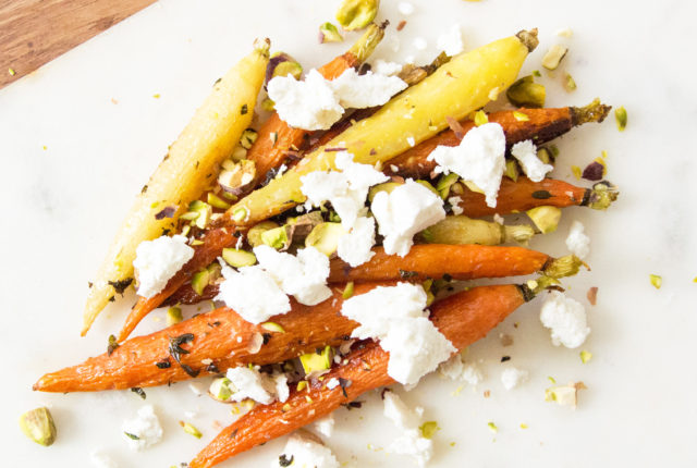 Roasted Carrots with Goat Cheese and Pistachios