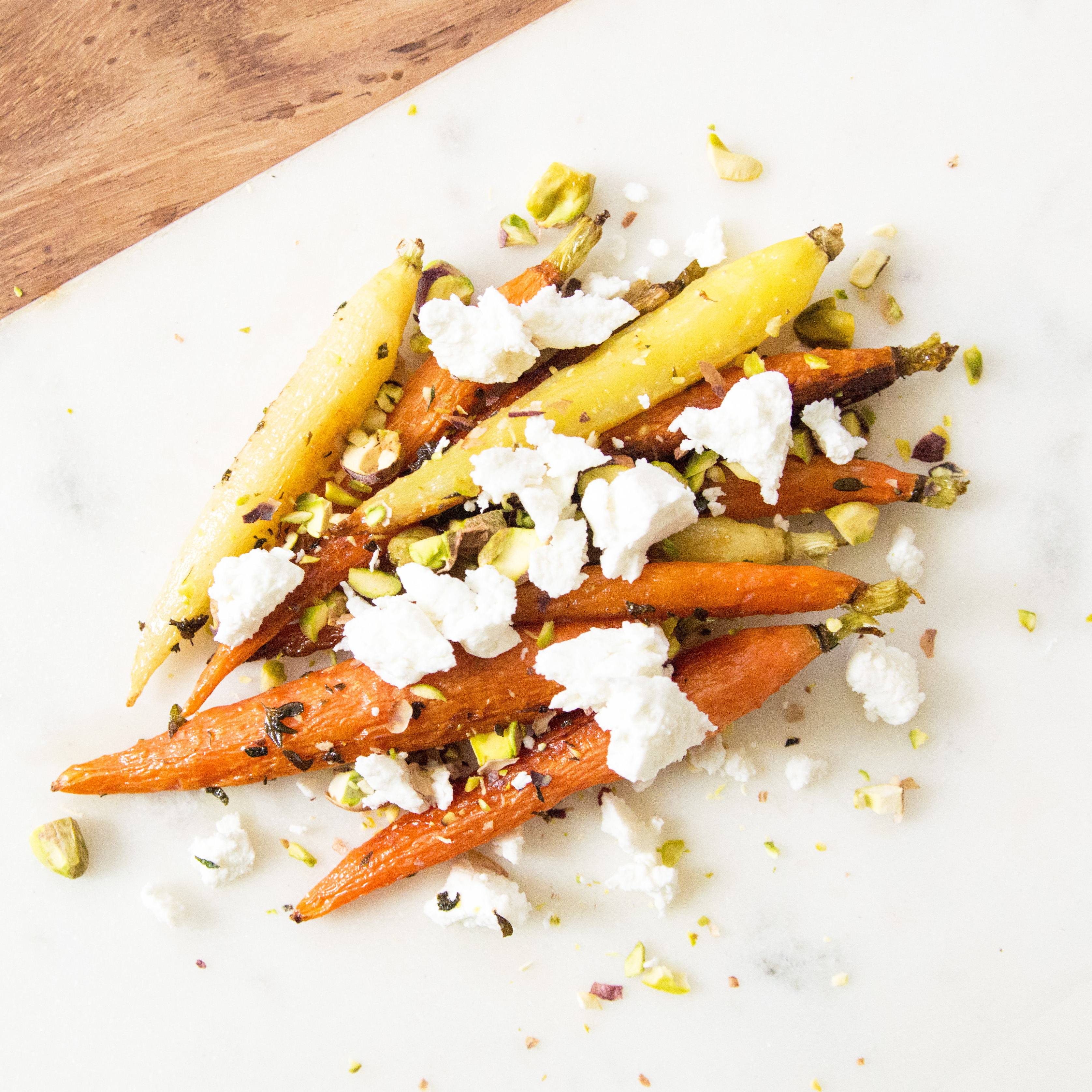 Roasted Carrots with Goat Cheese and Pistachios
