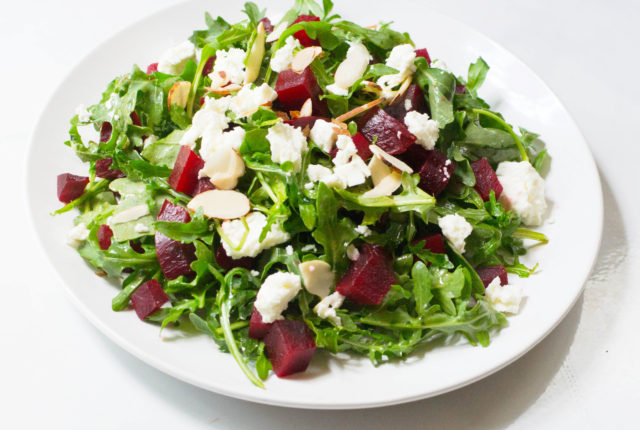 Quick and Easy Beet, Arugula, and Goat Cheese Salad