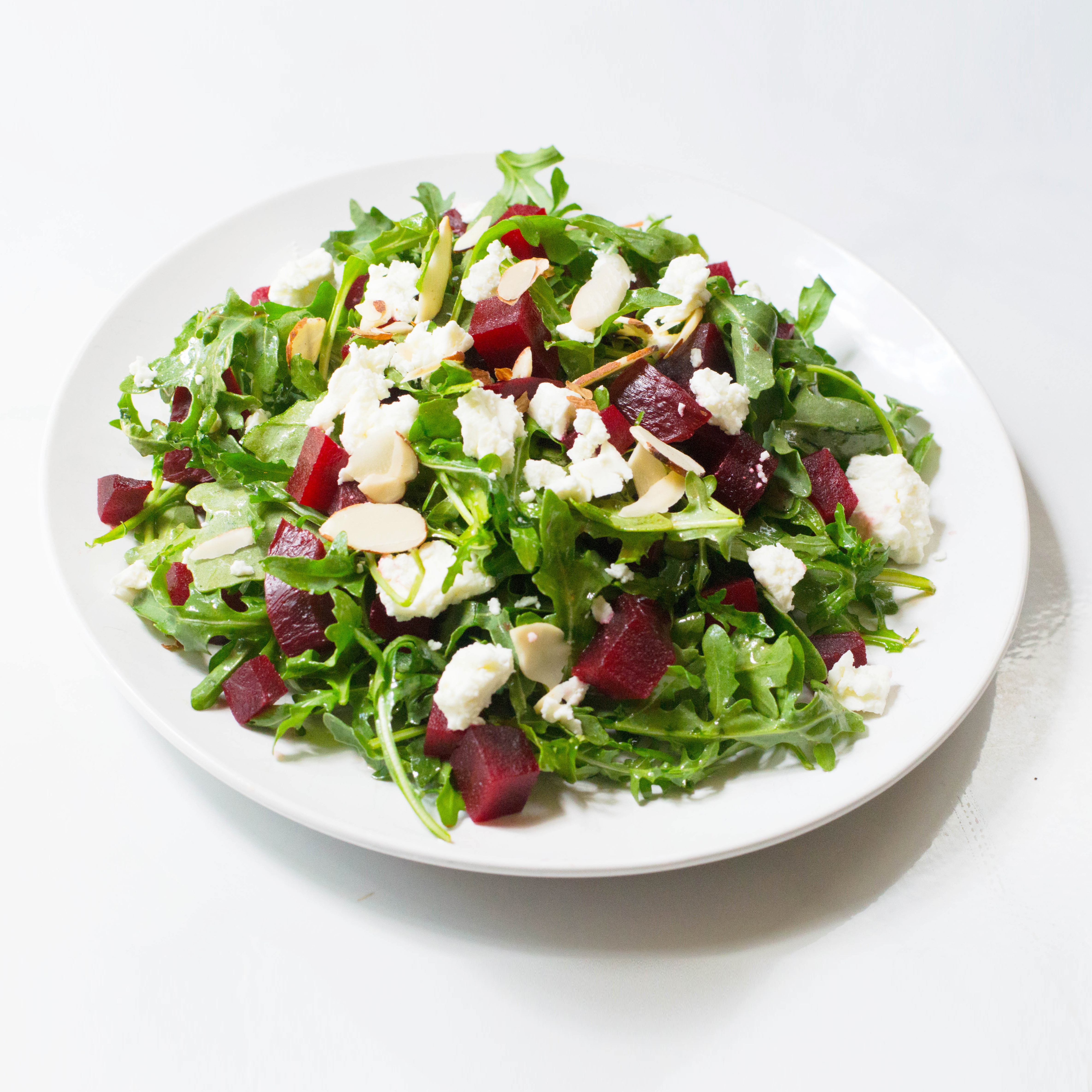 Quick and Easy Beet, Arugula, and Goat Cheese Salad